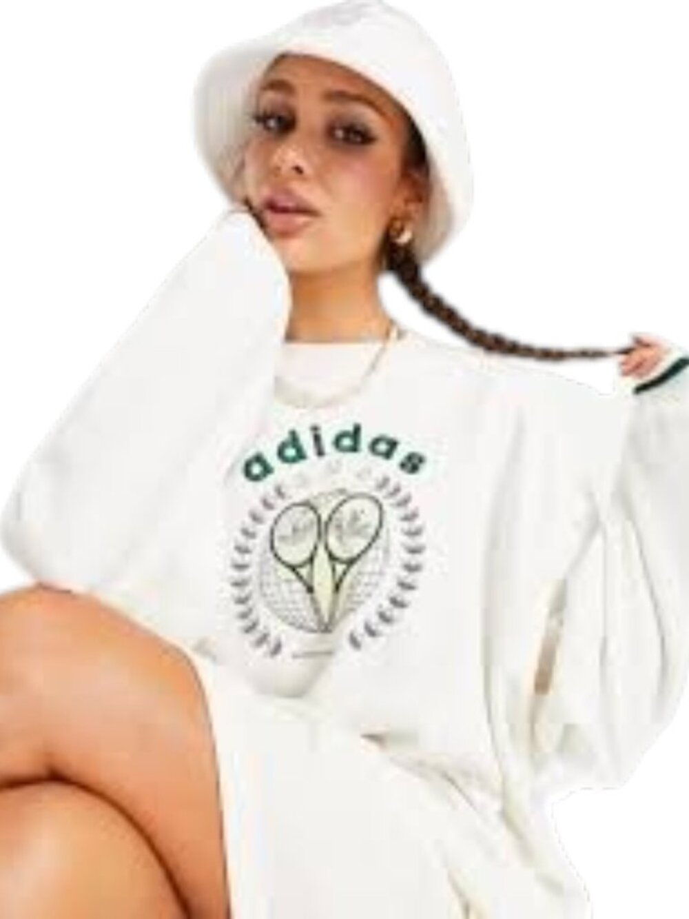 Adidas Women's XS Off White Tennis Academy Graphic Crewneck Sweatshirt